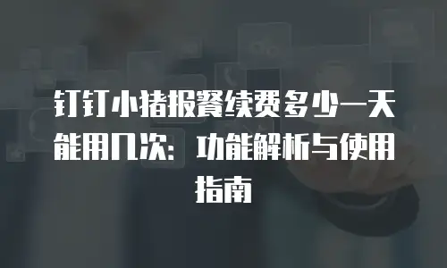 钉钉小猪报餐续费多少一天能用几次：功能解析与使用指南