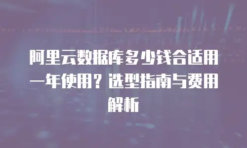 阿里云数据库多少钱合适用一年使用？选型指南与费用解析