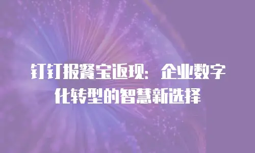 钉钉报餐宝返现：企业数字化转型的智慧新选择