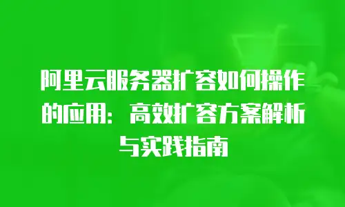 阿里云服务器扩容如何操作的应用：高效扩容方案解析与实践指南