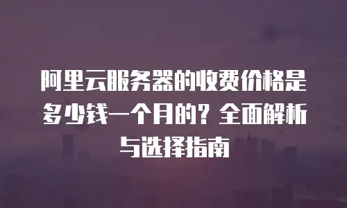 阿里云服务器的收费价格是多少钱一个月的？全面解析与选择指南