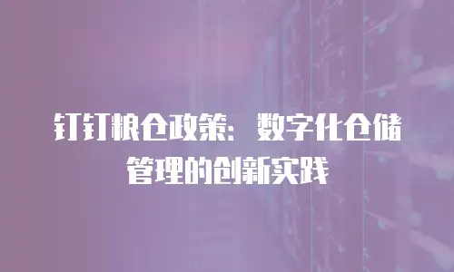 钉钉粮仓政策：数字化仓储管理的创新实践