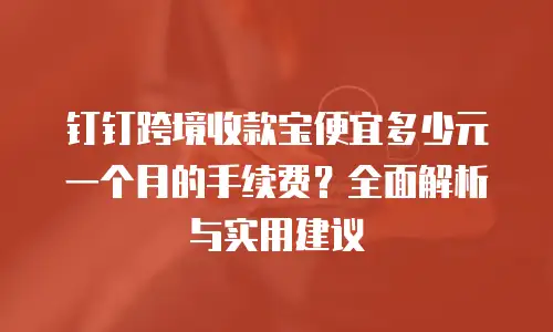 钉钉跨境收款宝便宜多少元一个月的手续费？全面解析与实用建议