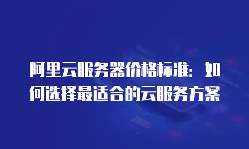 阿里云服务器价格标准：如何选择最适合的云服务方案
