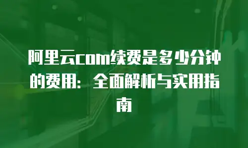 阿里云com续费是多少分钟的费用：全面解析与实用指南