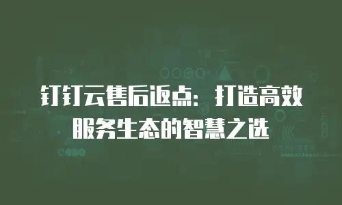 钉钉云售后返点：打造高效服务生态的智慧之选