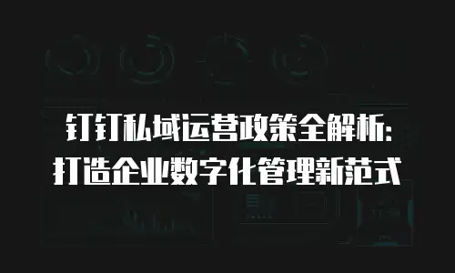 钉钉私域运营政策全解析：打造企业数字化管理新范式