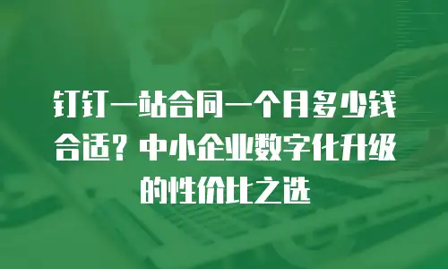 钉钉一站合同一个月多少钱合适？中小企业数字化升级的性价比之选