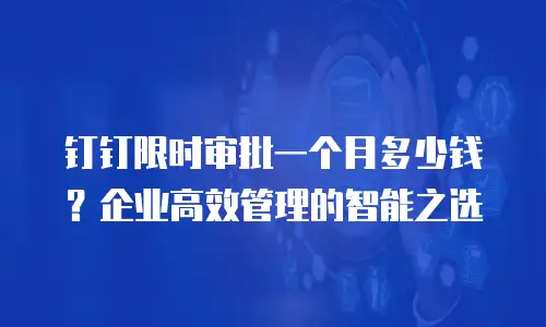 钉钉限时审批一个月多少钱？企业高效管理的智能之选