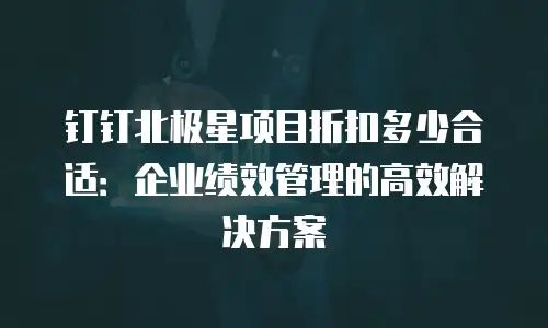 钉钉北极星项目折扣多少合适：企业绩效管理的高效解决方案