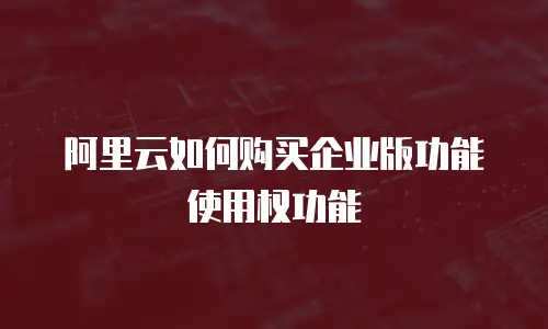 阿里云如何购买企业版功能使用权功能