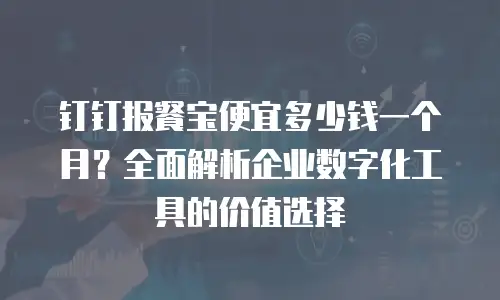 钉钉报餐宝便宜多少钱一个月？全面解析企业数字化工具的价值选择