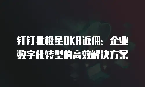 钉钉北极星OKR返佣：企业数字化转型的高效解决方案