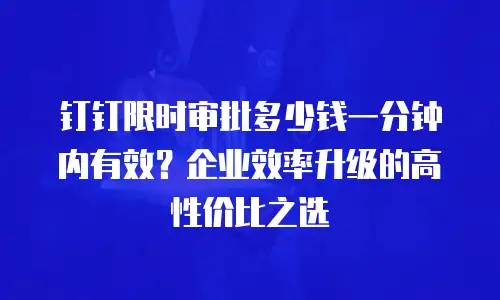 钉钉限时审批多少钱一分钟内有效？企业效率升级的高性价比之选