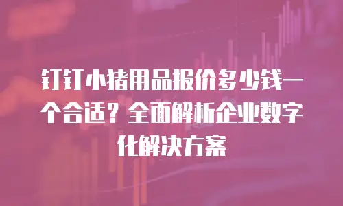 钉钉小猪用品报价多少钱一个合适？全面解析企业数字化解决方案