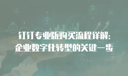 钉钉专业版购买流程详解：企业数字化转型的关键一步