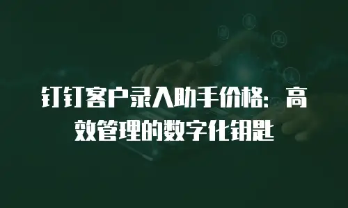 钉钉客户录入助手价格：高效管理的数字化钥匙