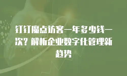 钉钉魔点访客一年多少钱一次？解析企业数字化管理新趋势
