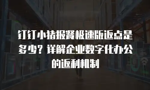 钉钉小猪报餐极速版返点是多少？详解企业数字化办公的返利机制