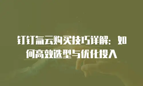 钉钉氚云购买技巧详解：如何高效选型与优化投入