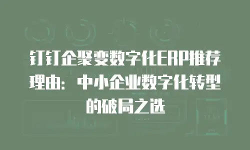 钉钉企聚变数字化ERP推荐理由：中小企业数字化转型的破局之选