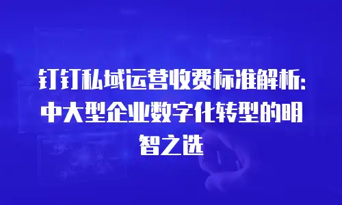 钉钉私域运营收费标准解析：中大型企业数字化转型的明智之选