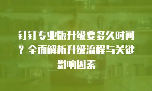 钉钉专业版升级要多久时间？全面解析升级流程与关键影响因素