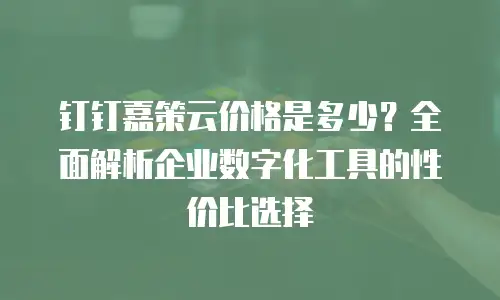 钉钉嘉策云价格是多少？全面解析企业数字化工具的性价比选择