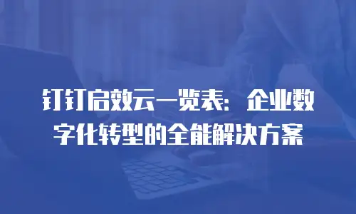 钉钉启效云一览表：企业数字化转型的全能解决方案