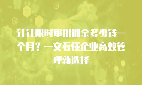 钉钉限时审批佣金多少钱一个月？一文看懂企业高效管理新选择