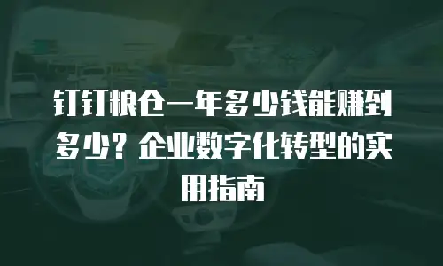钉钉粮仓一年多少钱能赚到多少？企业数字化转型的实用指南