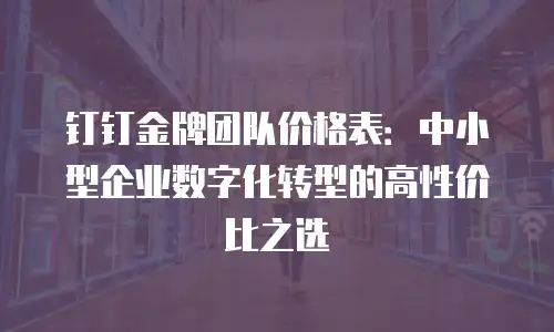 钉钉金牌团队价格表：中小型企业数字化转型的高性价比之选