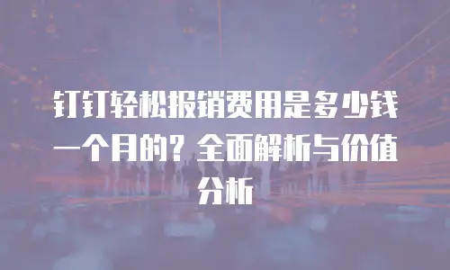 钉钉轻松报销费用是多少钱一个月的？全面解析与价值分析