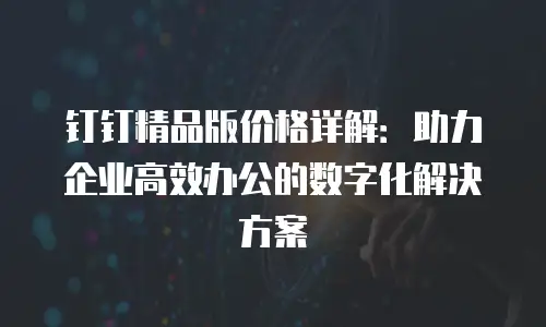 钉钉精品版价格详解：助力企业高效办公的数字化解决方案