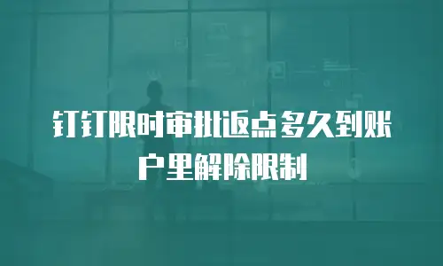 钉钉限时审批返点多久到账户里解除限制