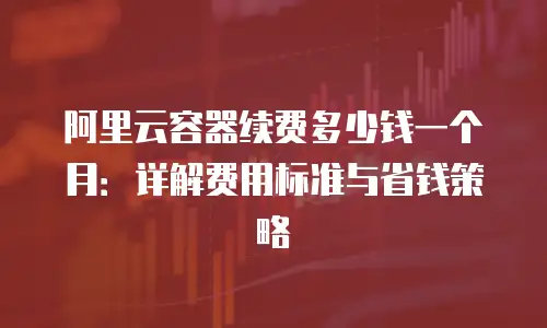 阿里云容器续费多少钱一个月：详解费用标准与省钱策略