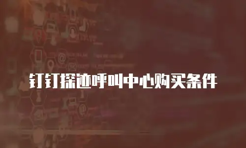 钉钉探迹呼叫中心购买条件