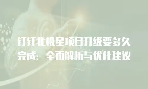 钉钉北极星项目升级要多久完成：全面解析与优化建议