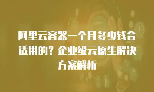 阿里云容器一个月多少钱合适用的？企业级云原生解决方案解析