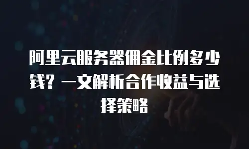 阿里云服务器佣金比例多少钱？一文解析合作收益与选择策略