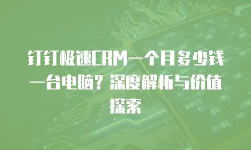 钉钉极速CRM一个月多少钱一台电脑？深度解析与价值探索