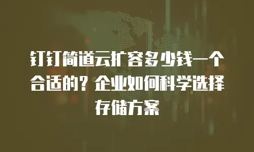钉钉简道云扩容多少钱一个合适的？企业如何科学选择存储方案