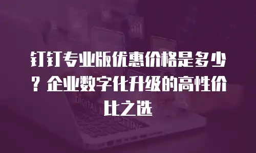 钉钉专业版优惠价格是多少？企业数字化升级的高性价比之选