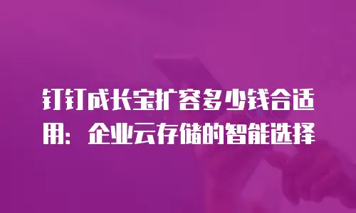 钉钉成长宝扩容多少钱合适用：企业云存储的智能选择