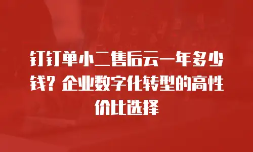 钉钉单小二售后云一年多少钱？企业数字化转型的高性价比选择