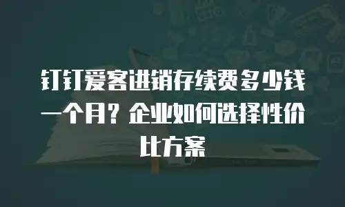 钉钉爱客进销存续费多少钱一个月？企业如何选择性价比方案