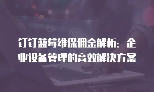 钉钉蓝莓维保佣金解析：企业设备管理的高效解决方案