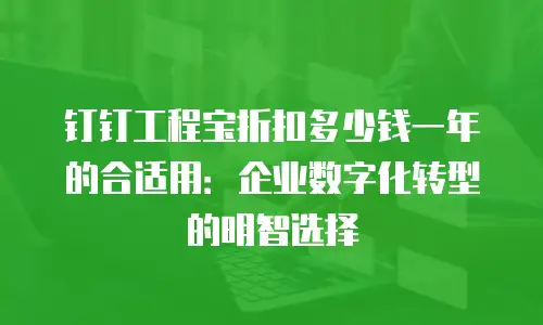 钉钉工程宝折扣多少钱一年的合适用：企业数字化转型的明智选择