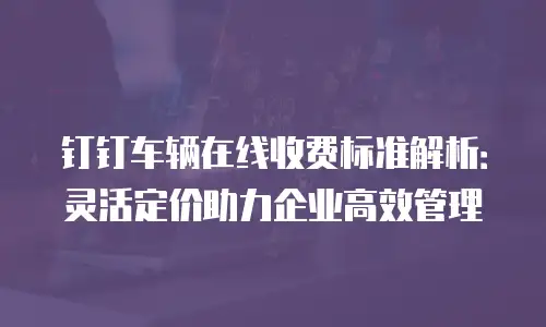 钉钉车辆在线收费标准解析：灵活定价助力企业高效管理