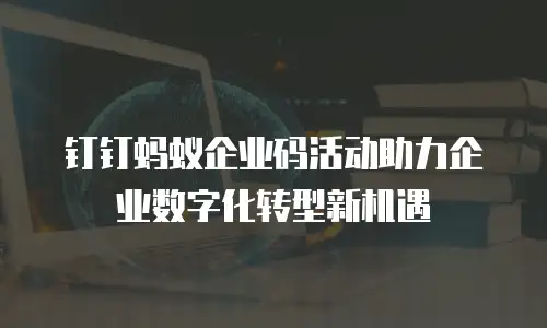 钉钉蚂蚁企业码活动助力企业数字化转型新机遇